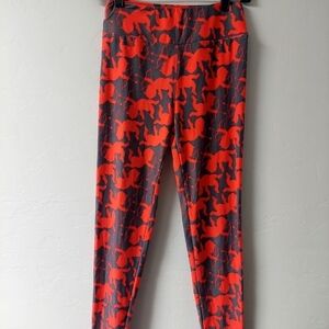 Lularoe Red Gray Leggings Pull On Elastic Waist OS Women Cupid‎ Valentines Fun